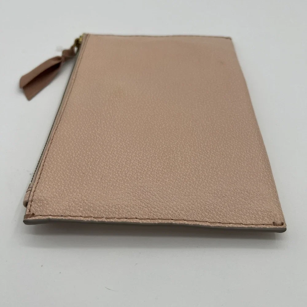 J.Crew Signet Large Leather‎ Pouch Wallet Cream Pink 8x6